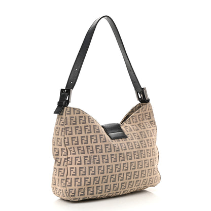 Fendi Zucchino Vitello Hobo Beige Black 3 of 12