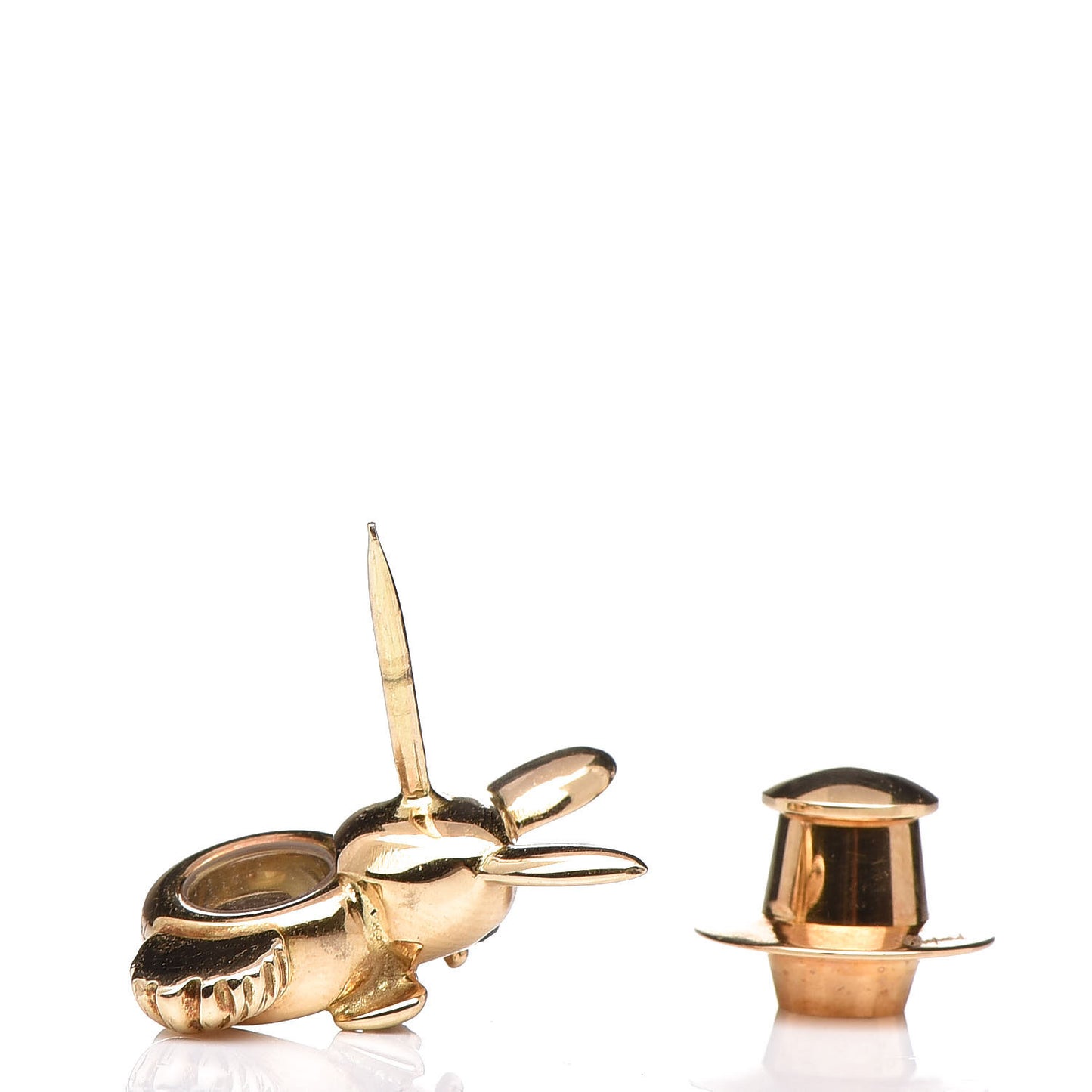 18K Yellow Gold Diamond Ruby Sapphire Rabbit Tie Tack