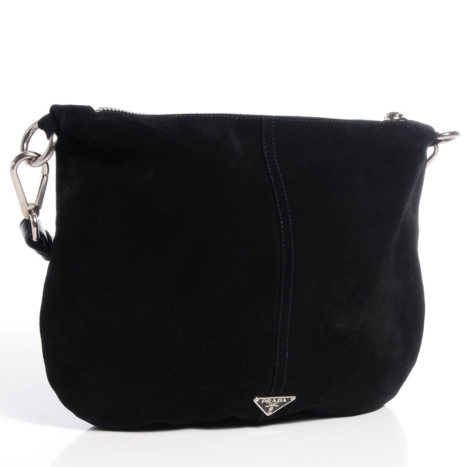 Prada Suede Shoulder Bag Nero Black 3 of 12