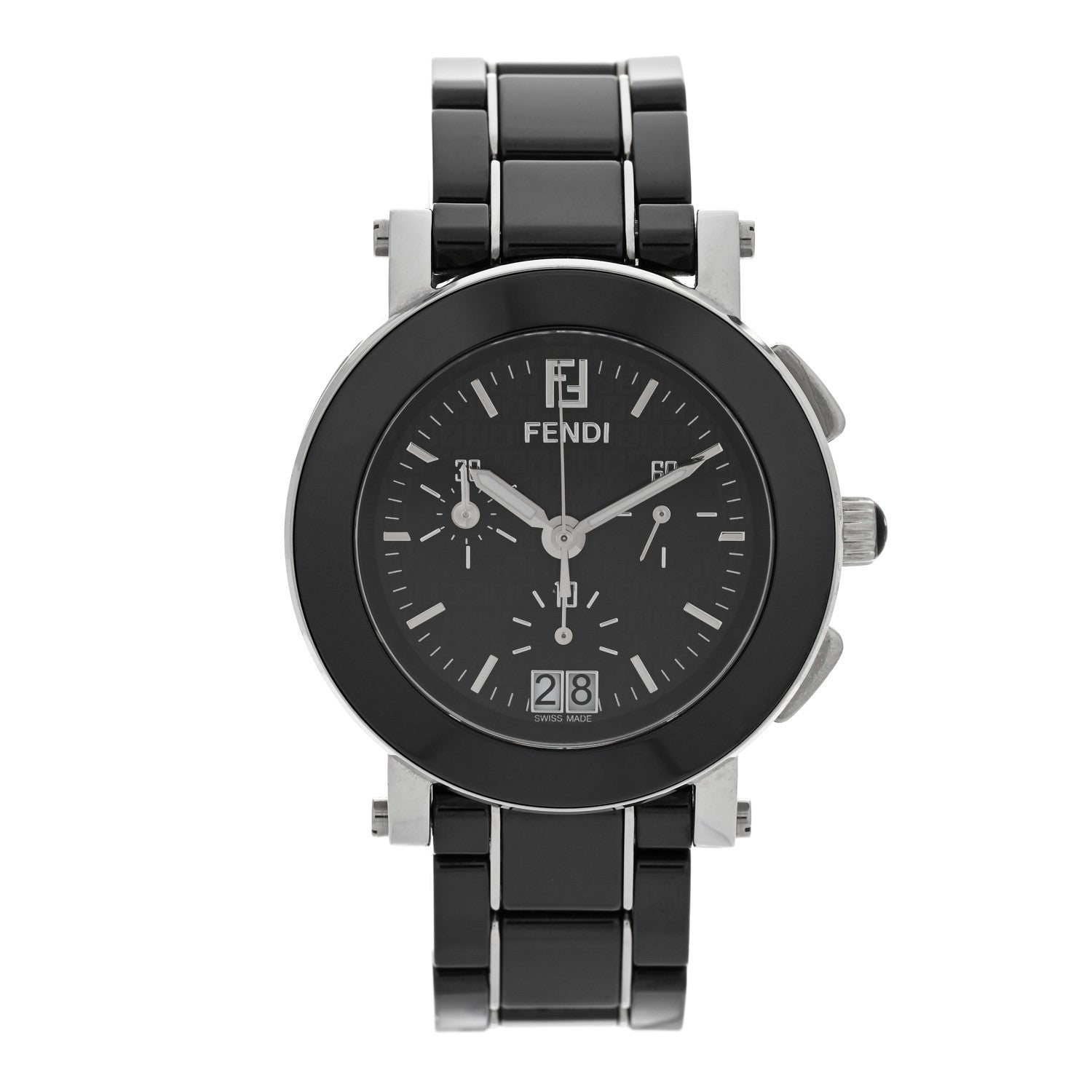 Fendi Stainless Steel Ceramic 38mm Chronograph Quartz Watch Black 1 of 5