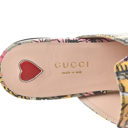 Gucci GG Supreme Monogram Bengal Womens Princetown Slippers 37 Beige Crop Pink 7 of 8