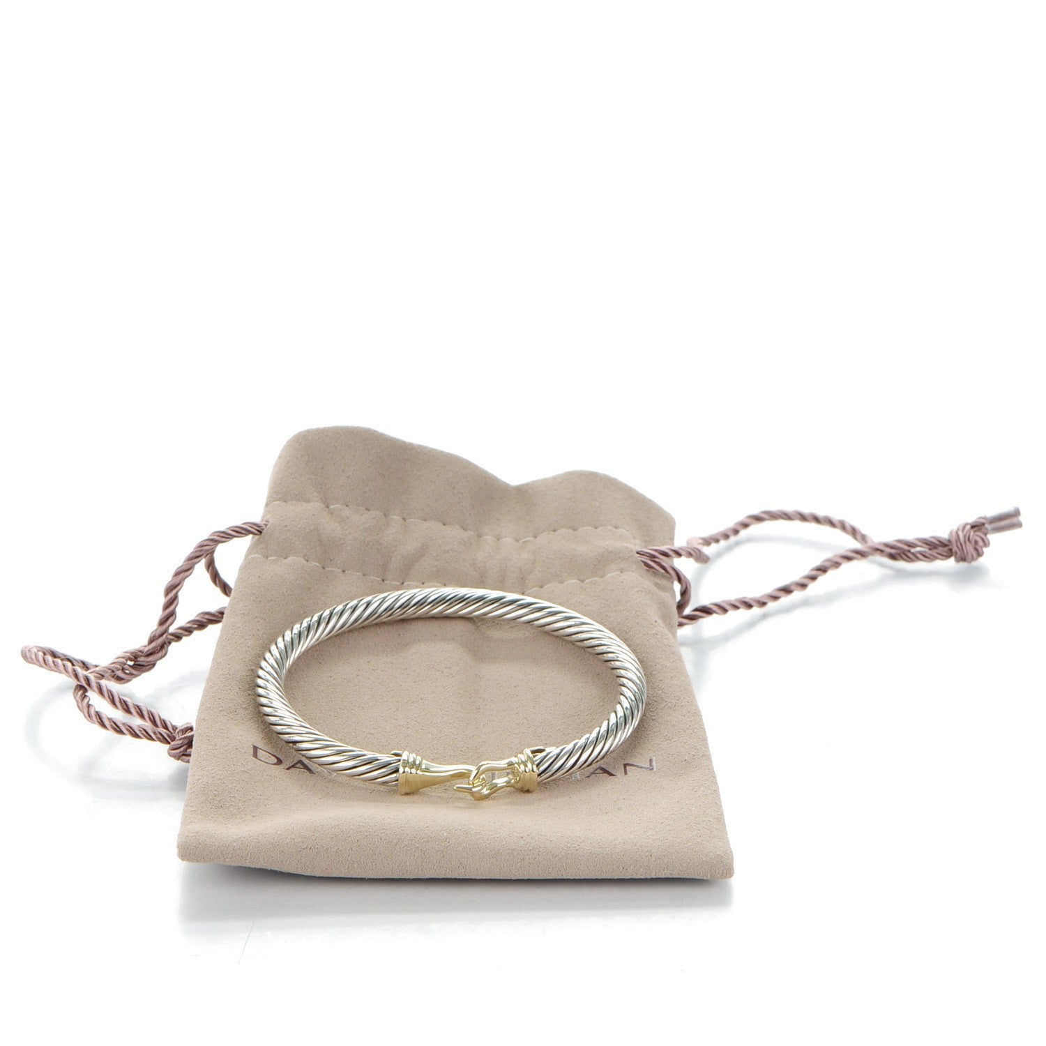 David Yurman Sterling Silver 14K Yellow Gold 5mm Cable Classic Buckle Bracelet 6 of 6