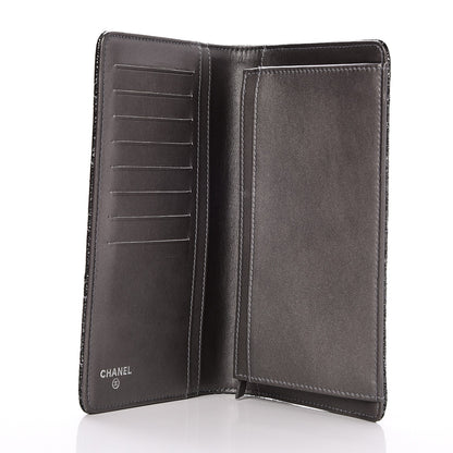 Chanel Iridescent Calfskin Quilted Tartan Button Yen Wallet Grey 5 of 7