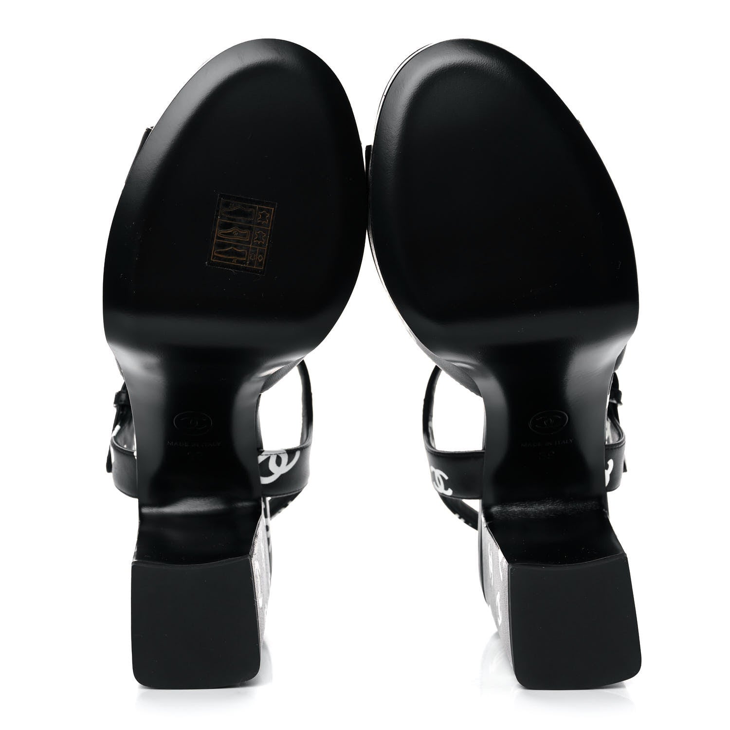 Chanel Printed Lambskin Coco Beach Platform Sandals 39 Black White 5 of 9