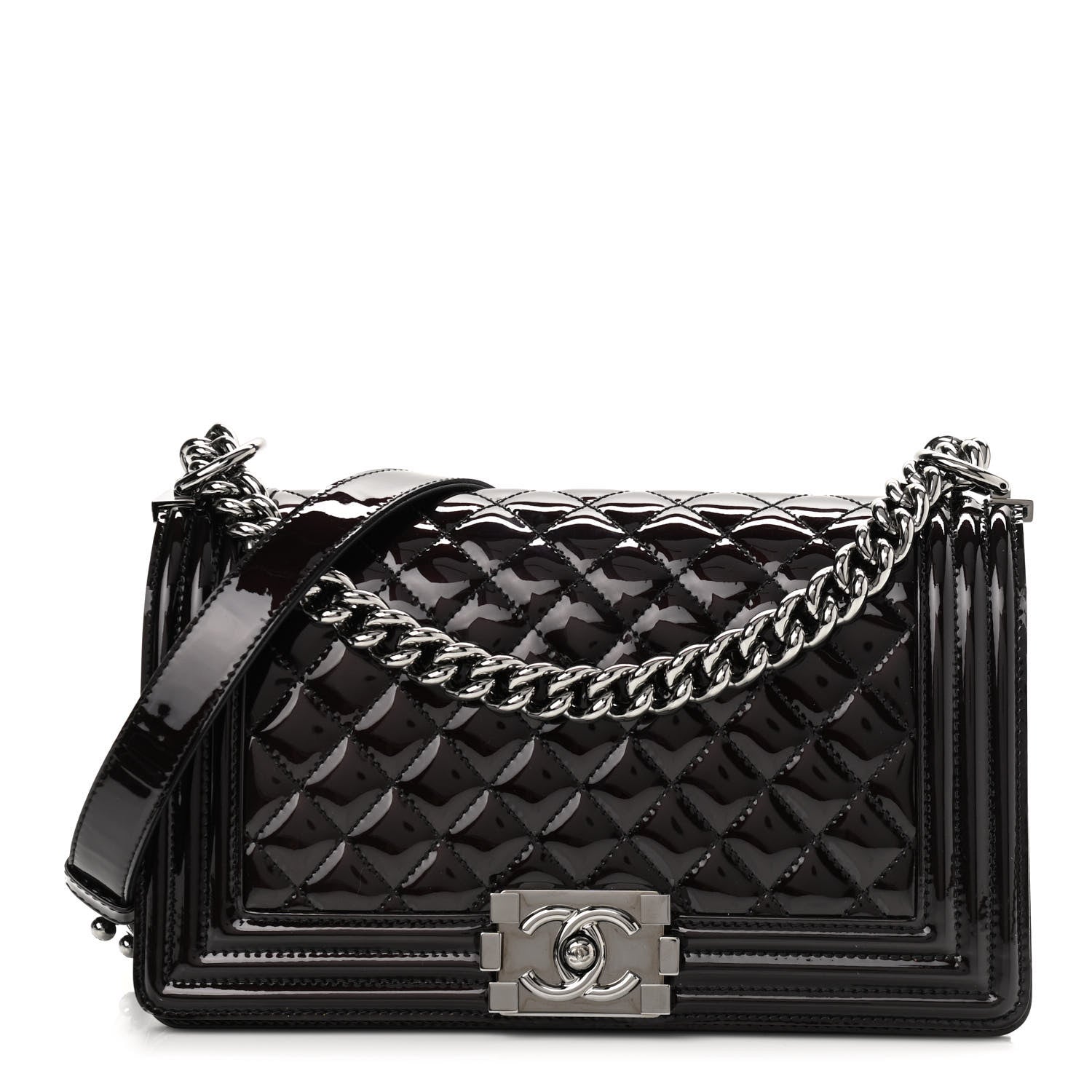 Chanel Patent Calfskin Quilted Medium Boy Flap Black 1 of 11