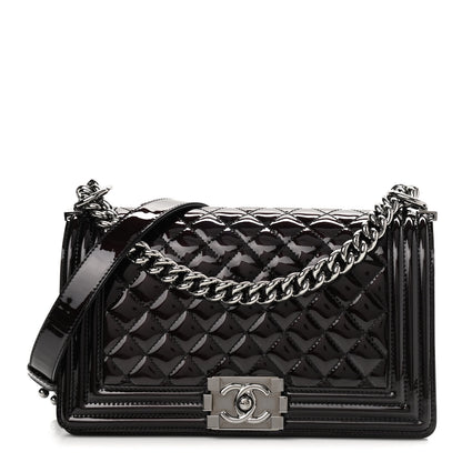 Chanel Patent Calfskin Quilted Medium Boy Flap Black 1 of 11