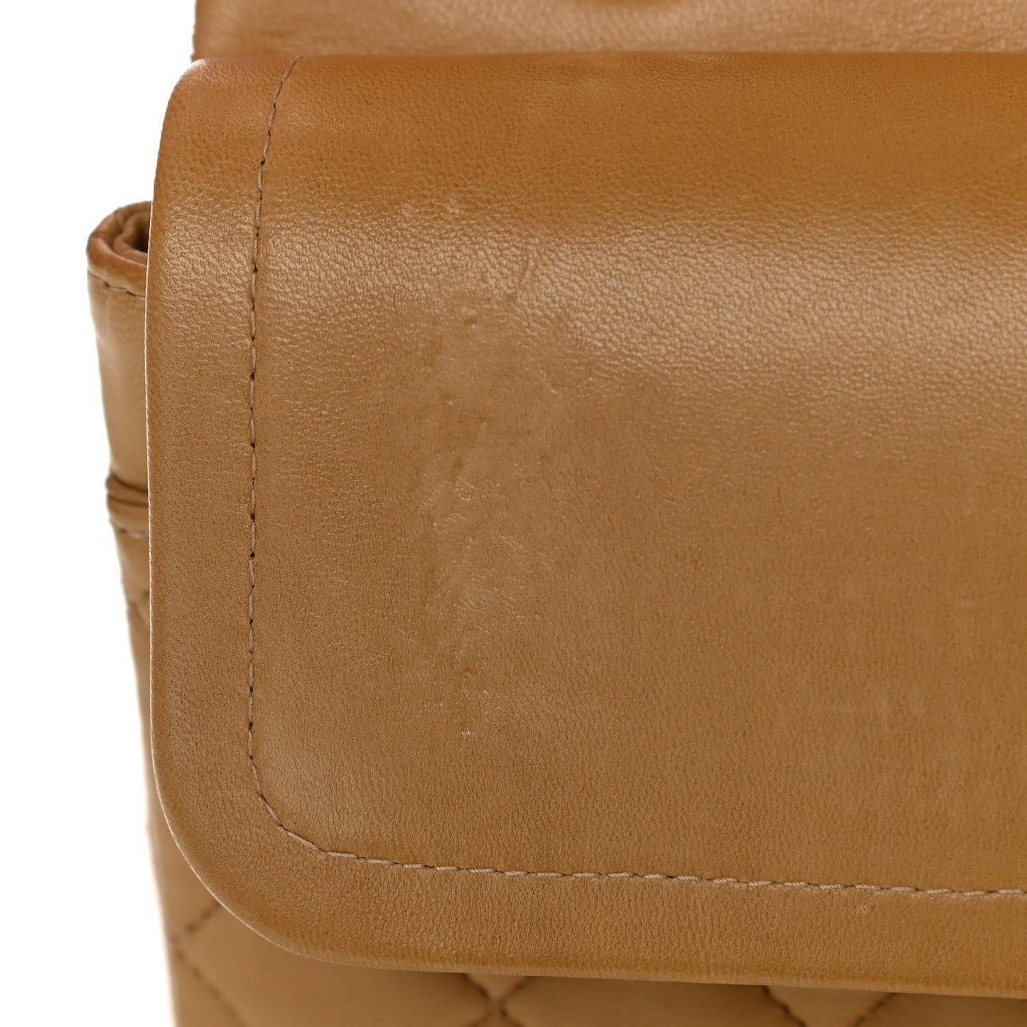Lambskin Quilted Medium Double Flap Beige