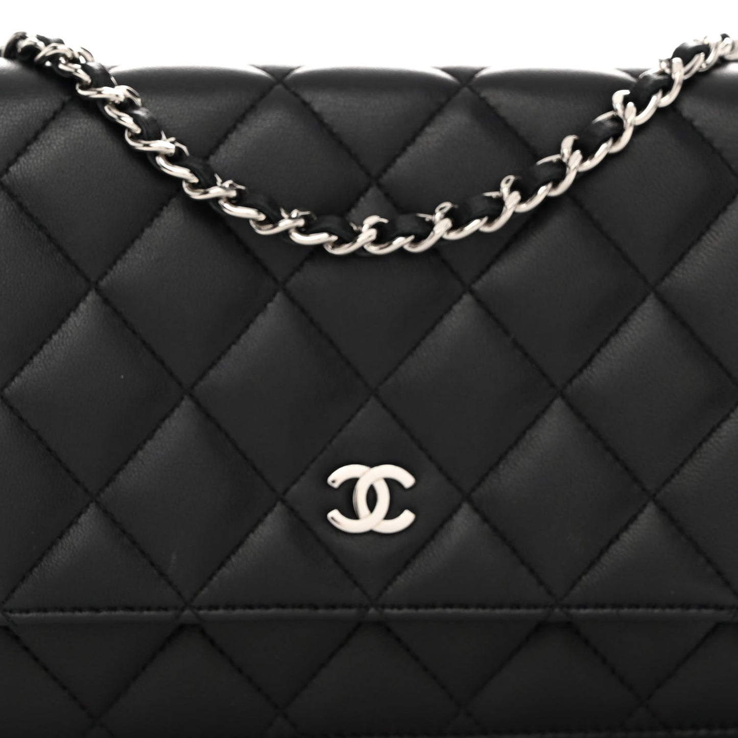 Lambskin Quilted Wallet On Chain WOC Black
