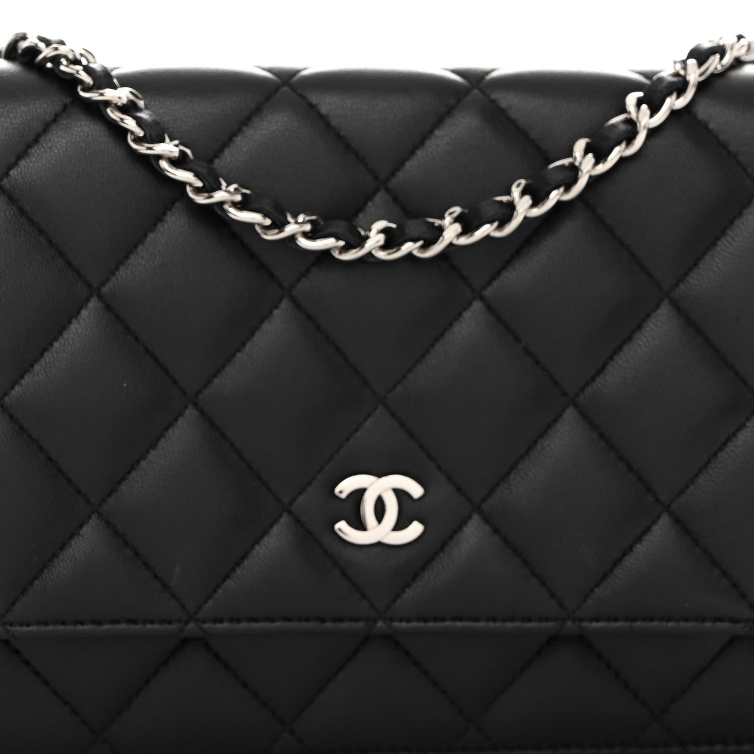 Chanel Lambskin Quilted Wallet On Chain WOC Black 9 of 12