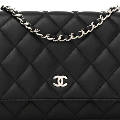 Chanel Lambskin Quilted Wallet On Chain WOC Black 9 of 12