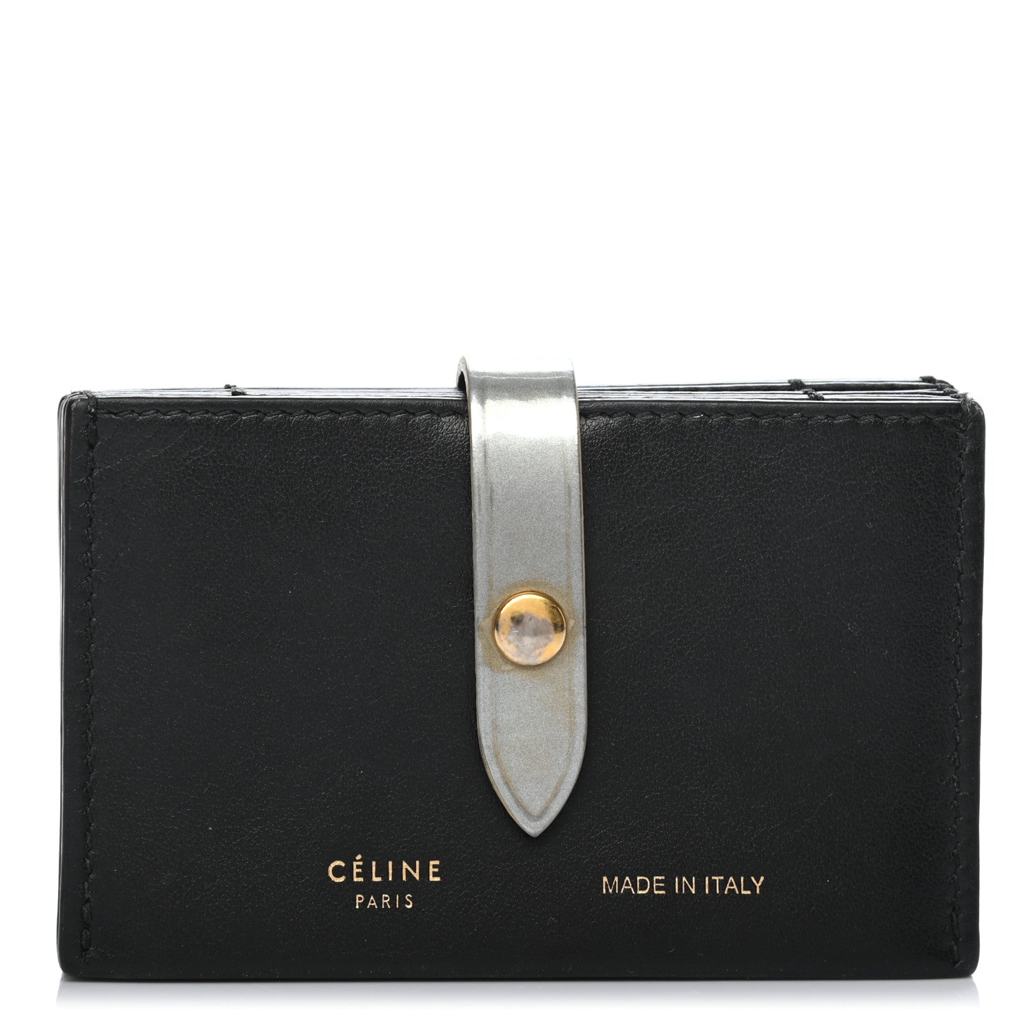 Celine Smooth Calfskin Accordion Card Holder Black Gold 1 of 7