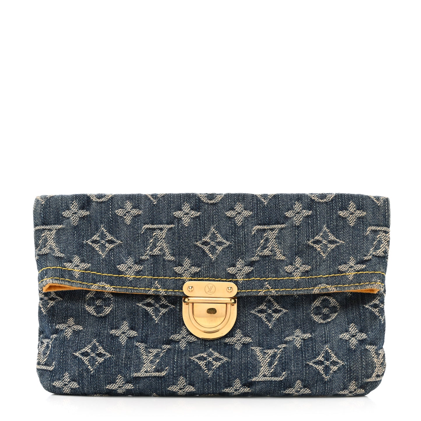 Monogram Denim Pochette Plat Clutch Blue