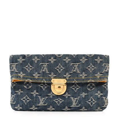 Louis Vuitton Monogram Denim Pochette Plat Clutch Blue 1 of 11
