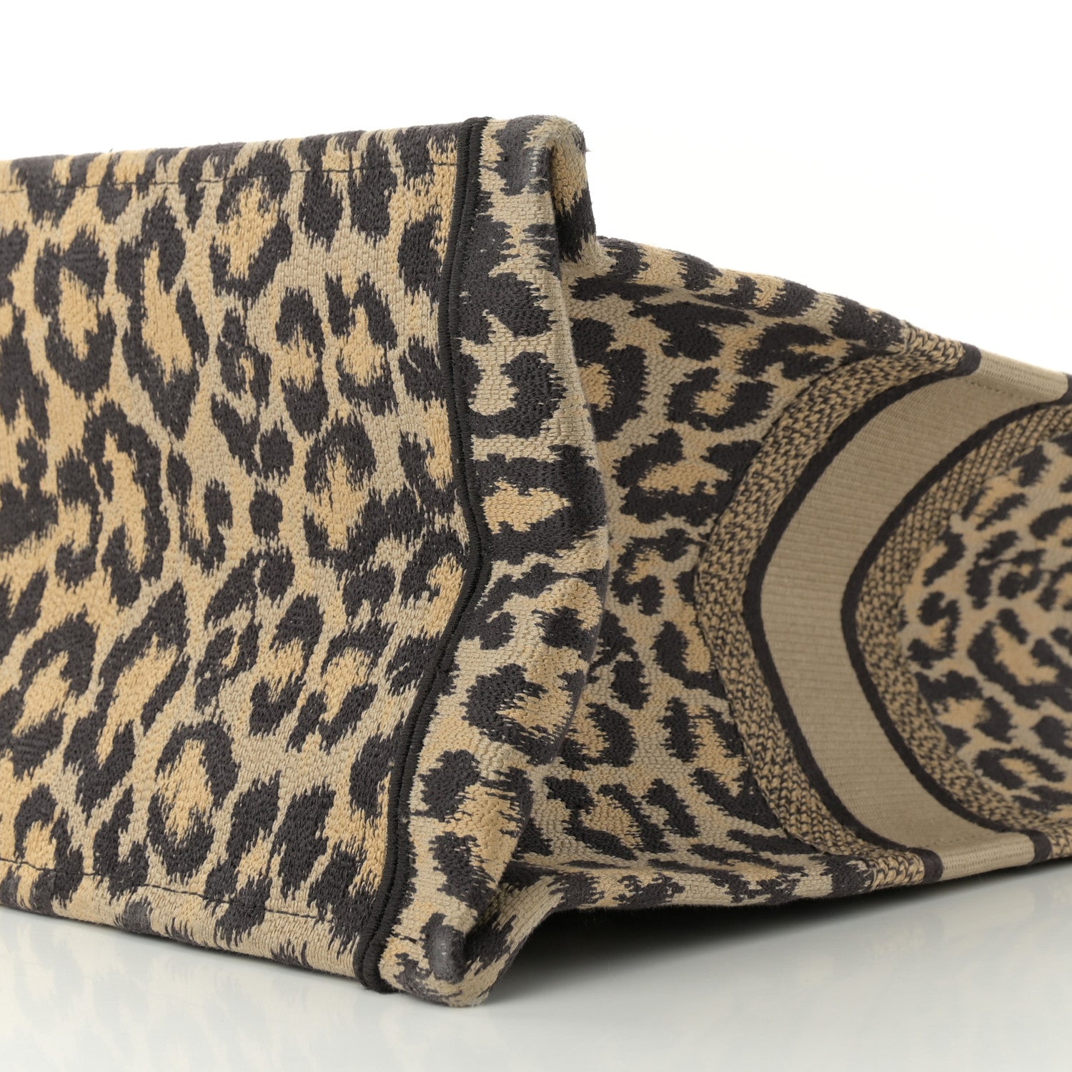 Christian Dior Canvas Mizza Embroidered Large Leopard Book Tote Beige 10 of 13