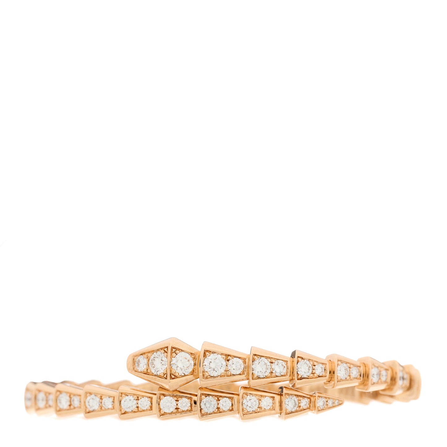18K Rose Gold Diamond Serpenti Viper Pave Bracelet M