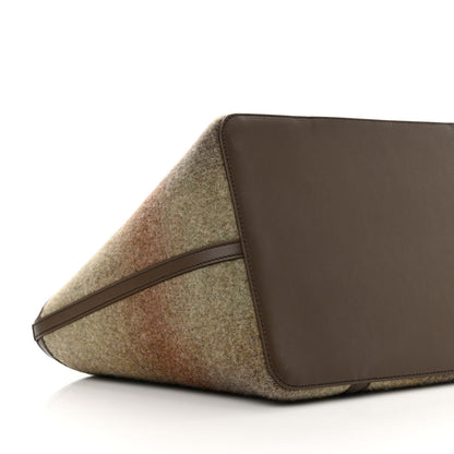 Loro Piana Blurred Double Cashmere Calfskin Plaid Small Carry Everything Tote Pecan Nut Green Cayenne Mel 8 of 9