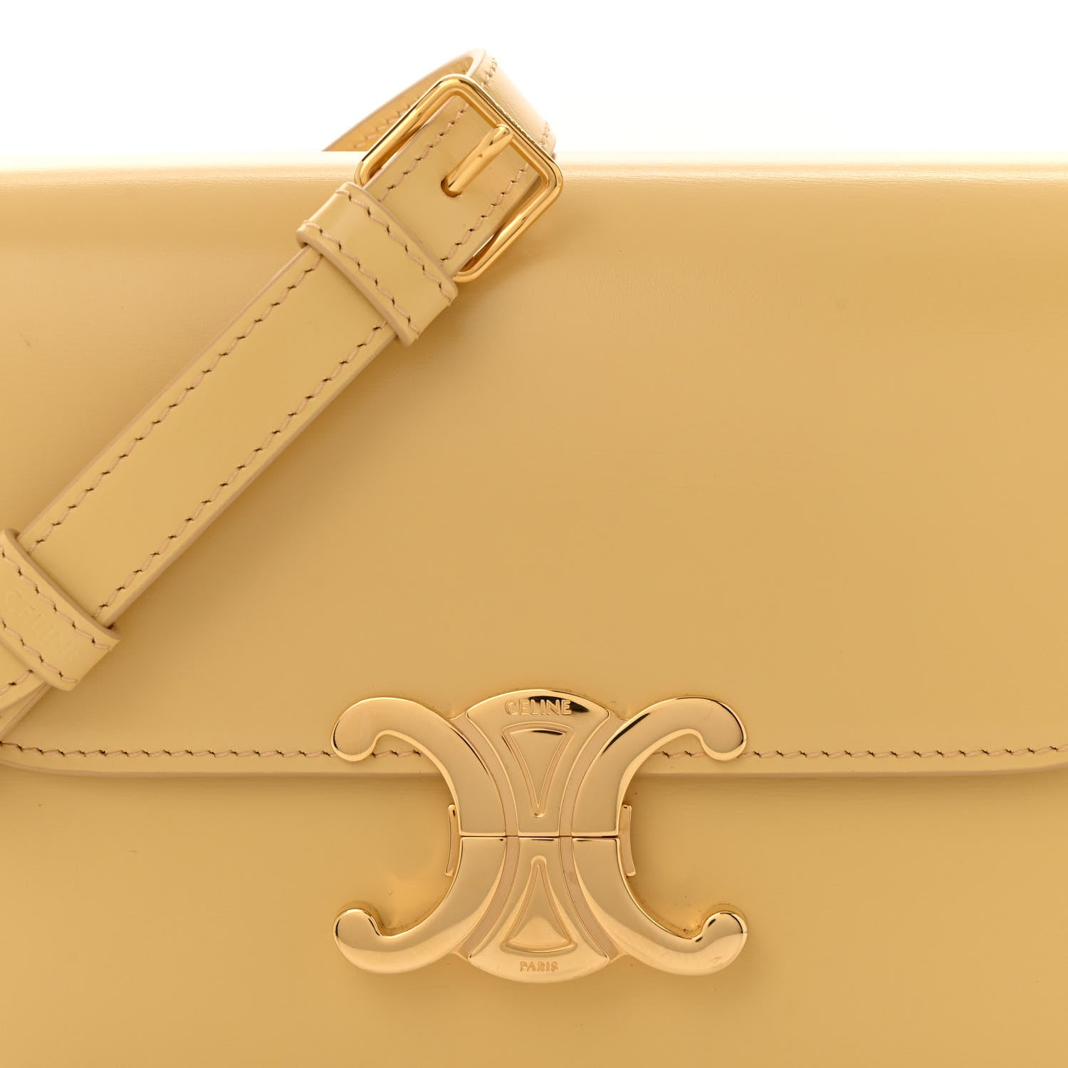 Celine Shiny Calfskin Teen Triomphe Light Yellow 9 of 14