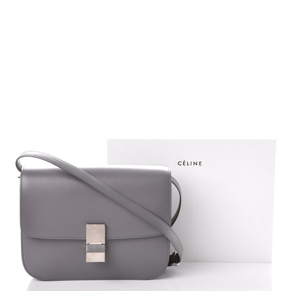 Celine Smooth Calfskin Medium Classic Box Flap Bag Storm 9 of 9