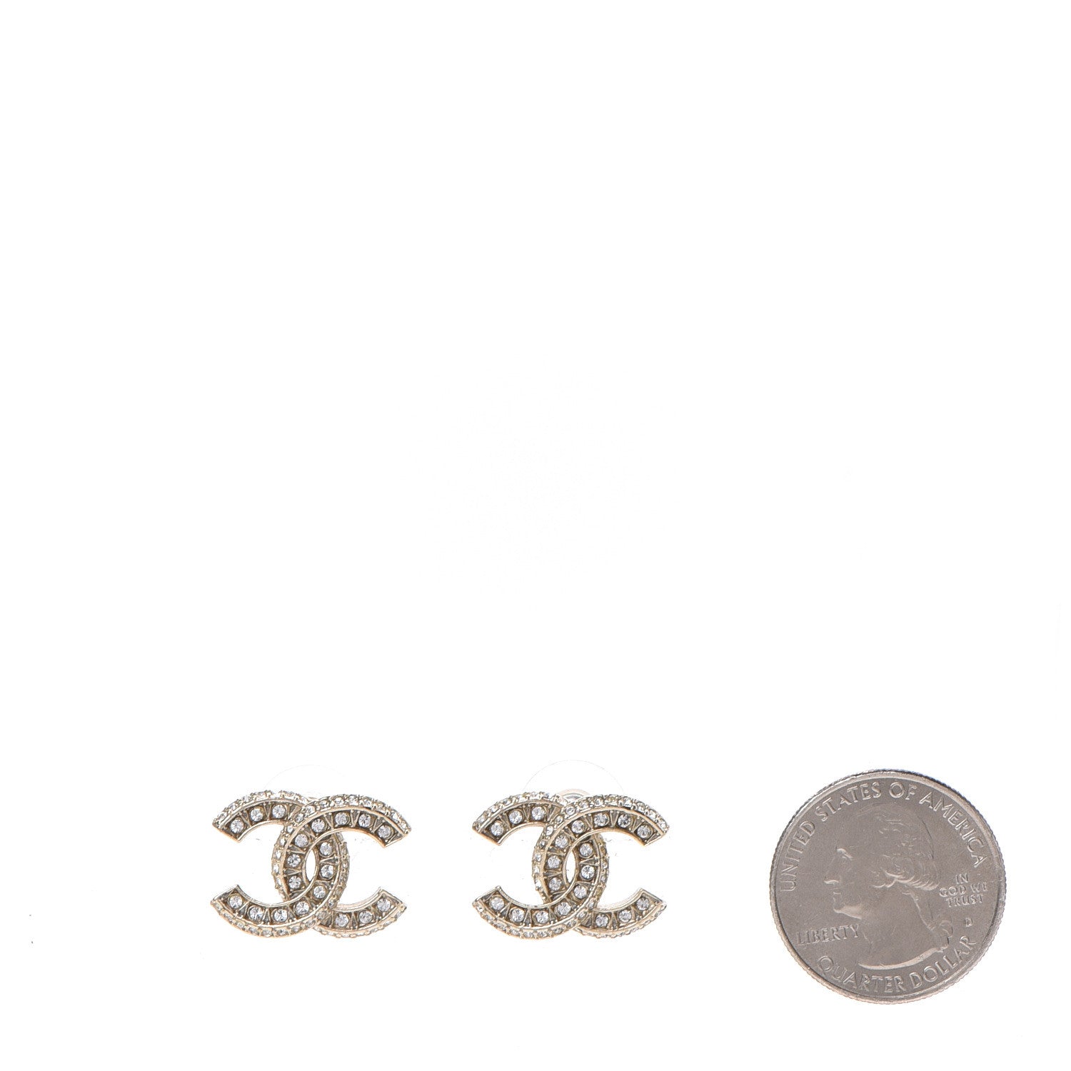Chanel Crystal CC Earrings Gold 2 of 5