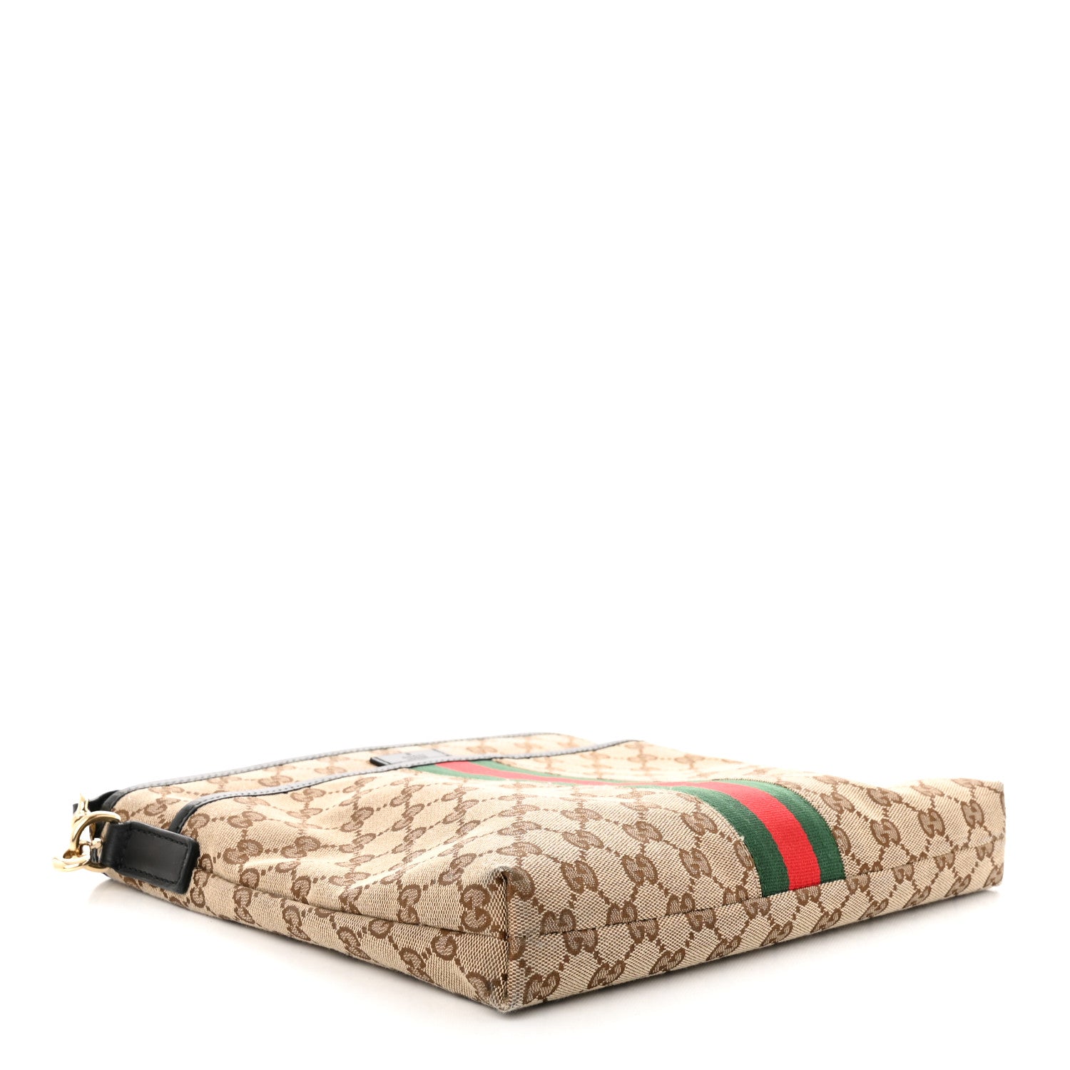 Gucci GG Monogram Web Flat Messenger Bag Black 4 of 10