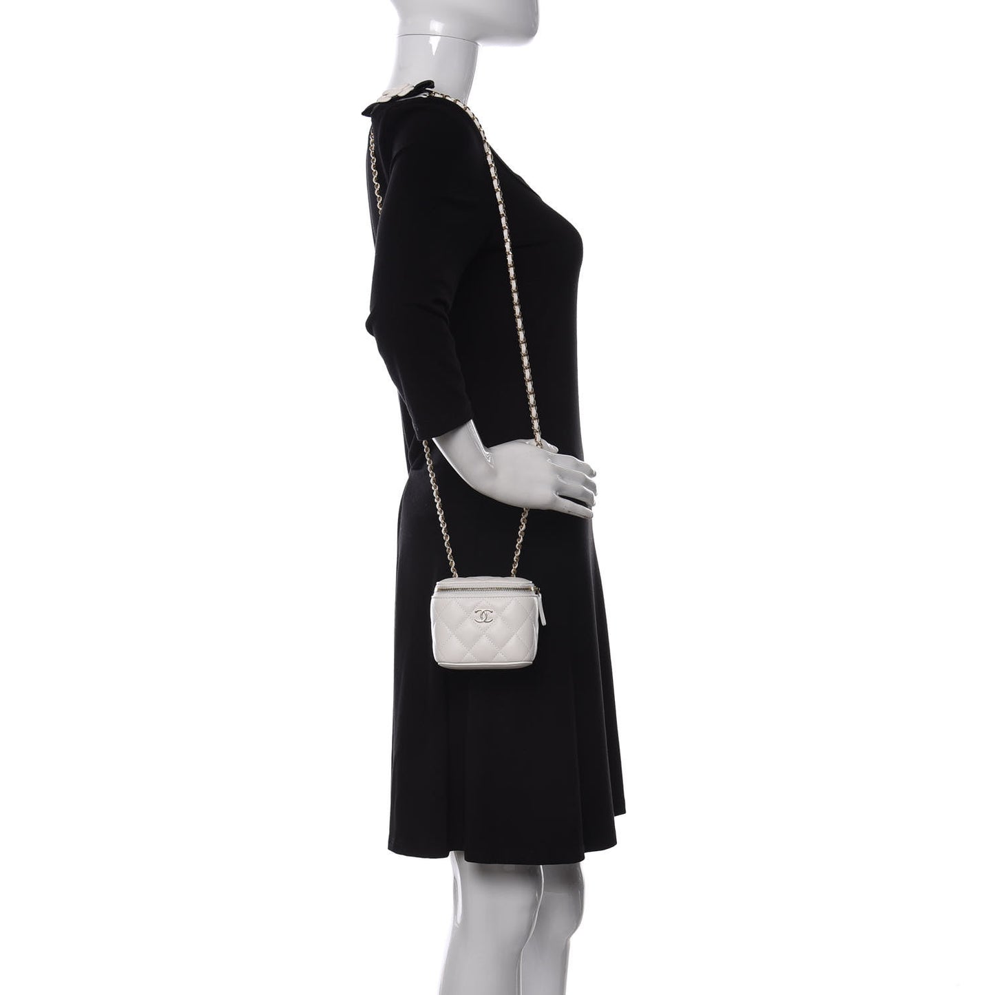 Lambskin Quilted My Chanel Lady Vanity Case With Chain White