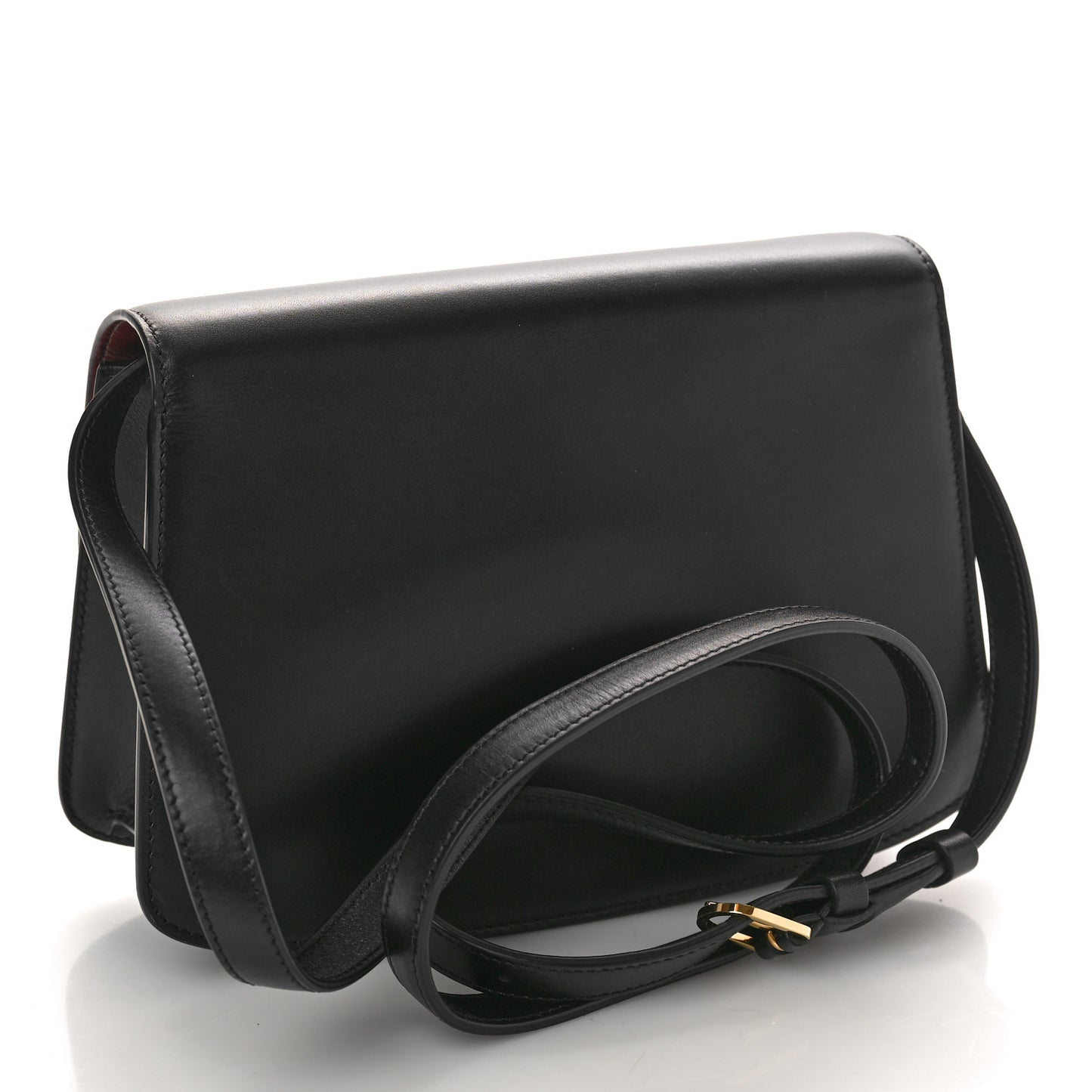 Polished Saddle Calfskin Sofia 8.75 Crossbody Black