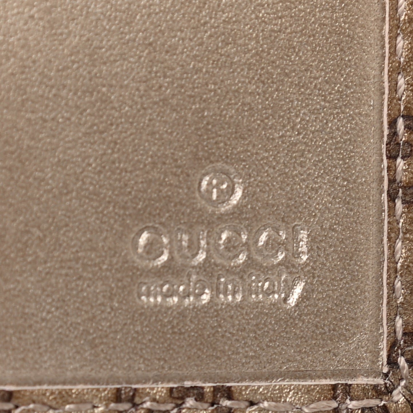 Metallic Guccissima Signature Passport Case Gold