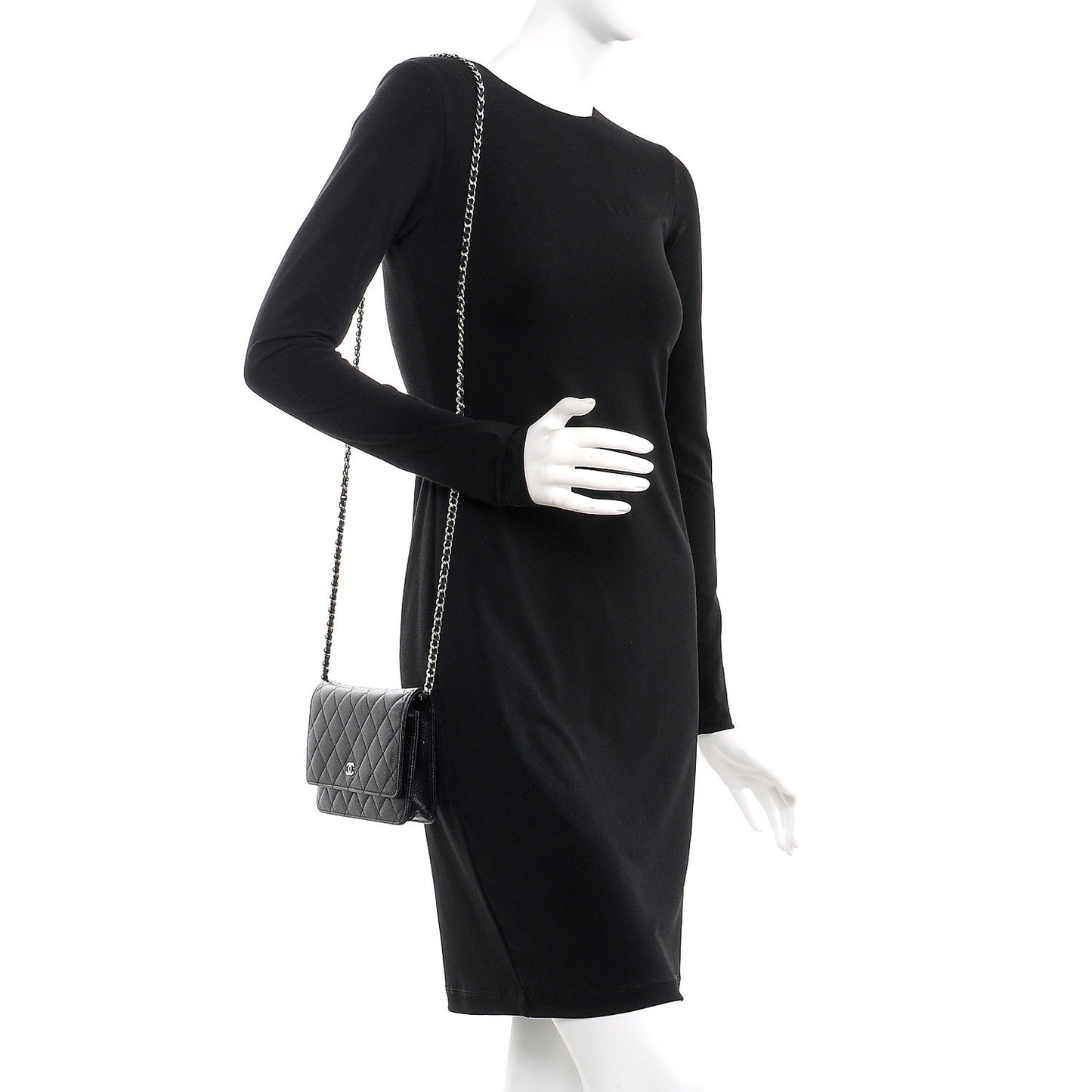 Caviar Quilted Wallet On Chain WOC Black