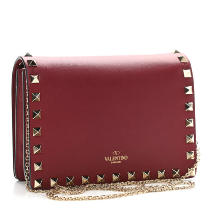 Valentino Garavani Calfskin Rockstud Wallet on Chain Camelia 3 of 11