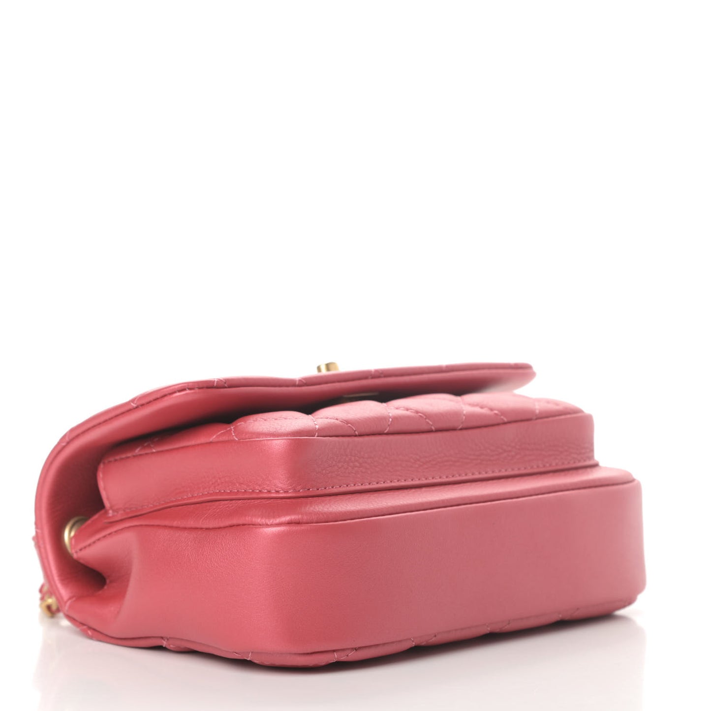 Calfskin Quilted Top Handle Flap Dark Pink