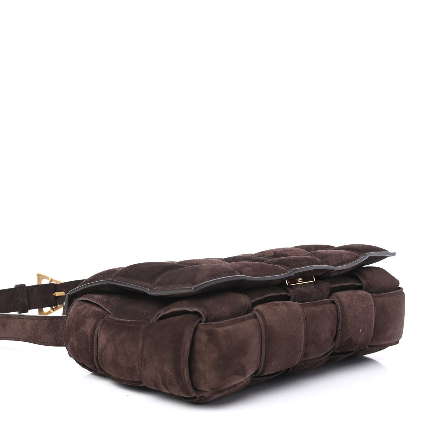 Suede Maxi Intrecciato Padded Cassette Crossbody Bag Fondant