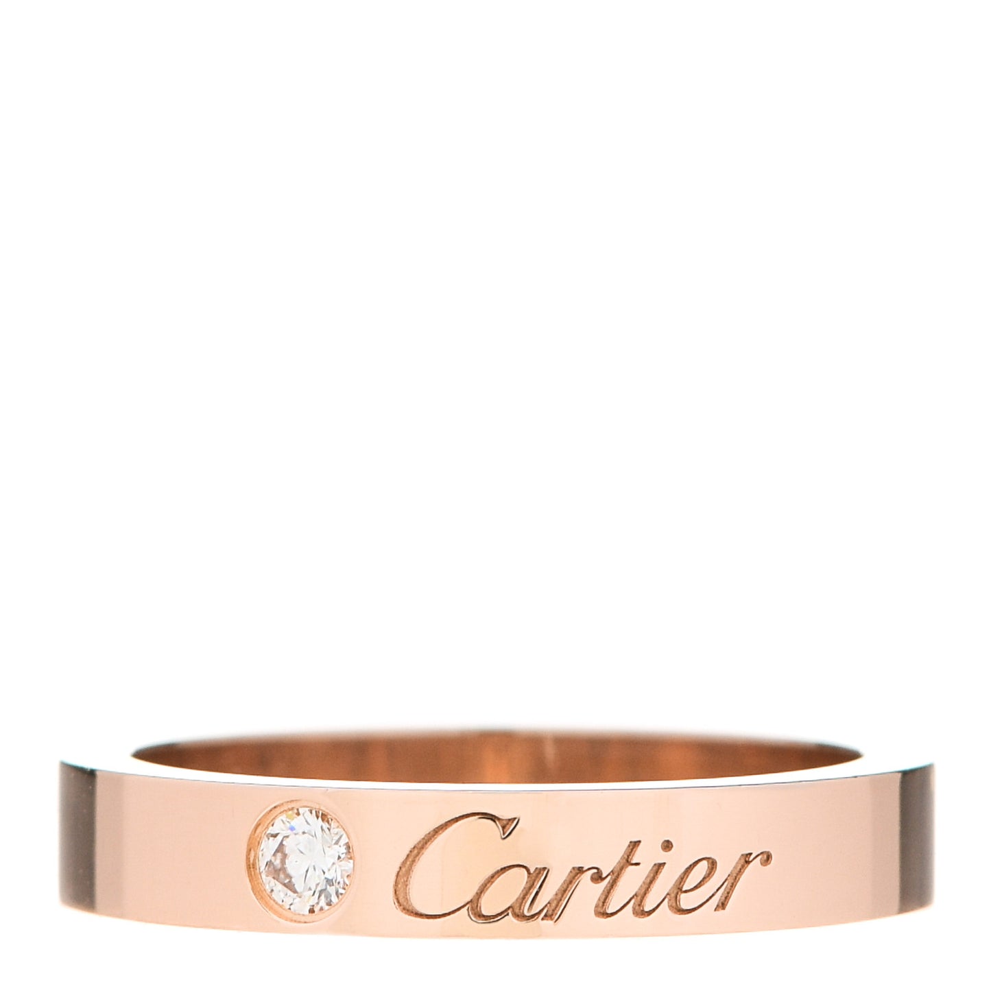 18K Pink Gold Diamond 3mm C De Cartier Wedding Band Ring 46 3.75