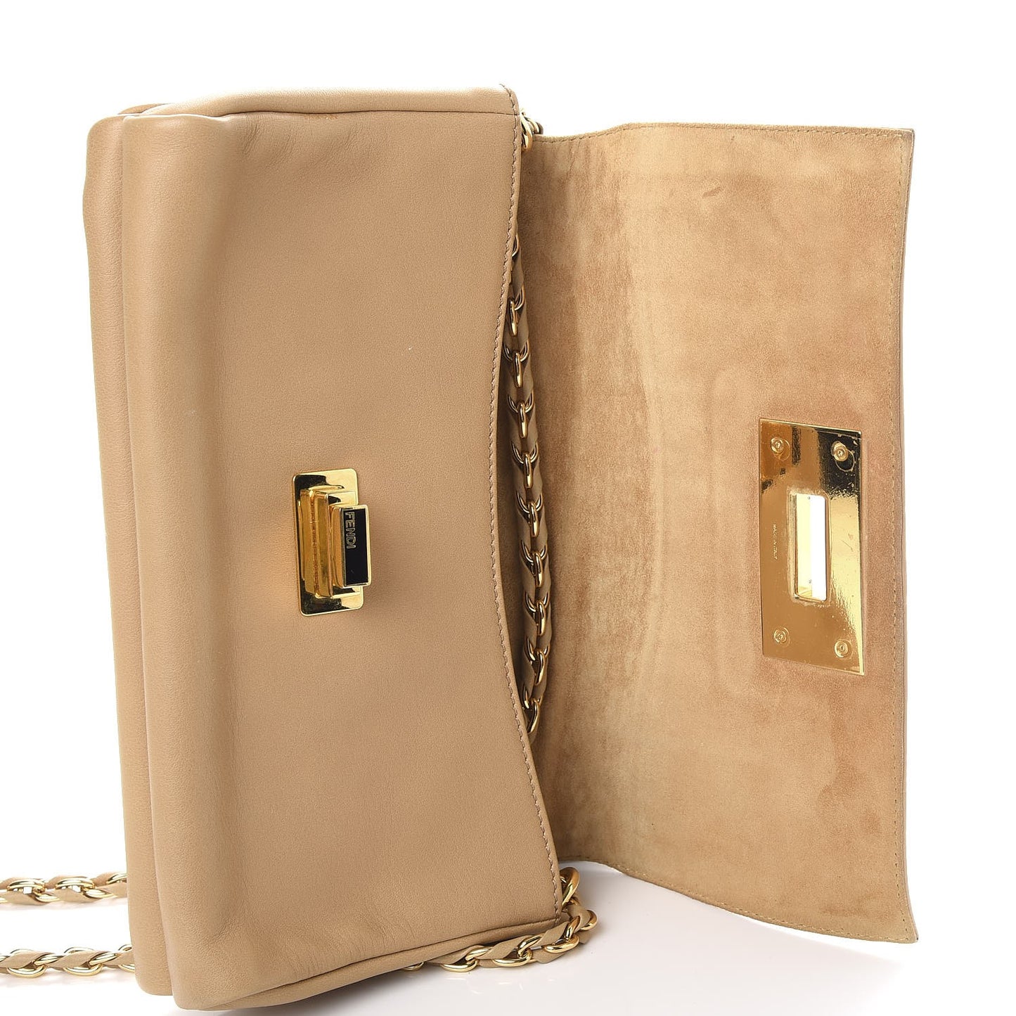 Calfskin Paris Pequin Small Shoulder Bag Beige