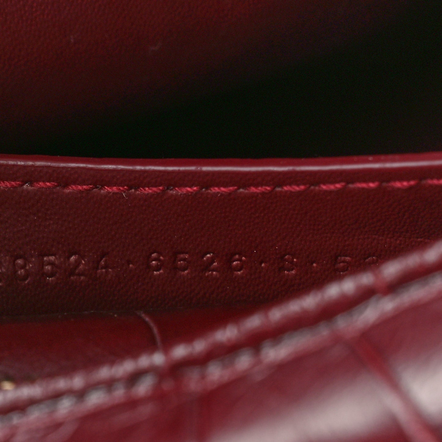 Calfskin Crocodile Embossed Neo Classic Gold Hardware Nano City Dark Red