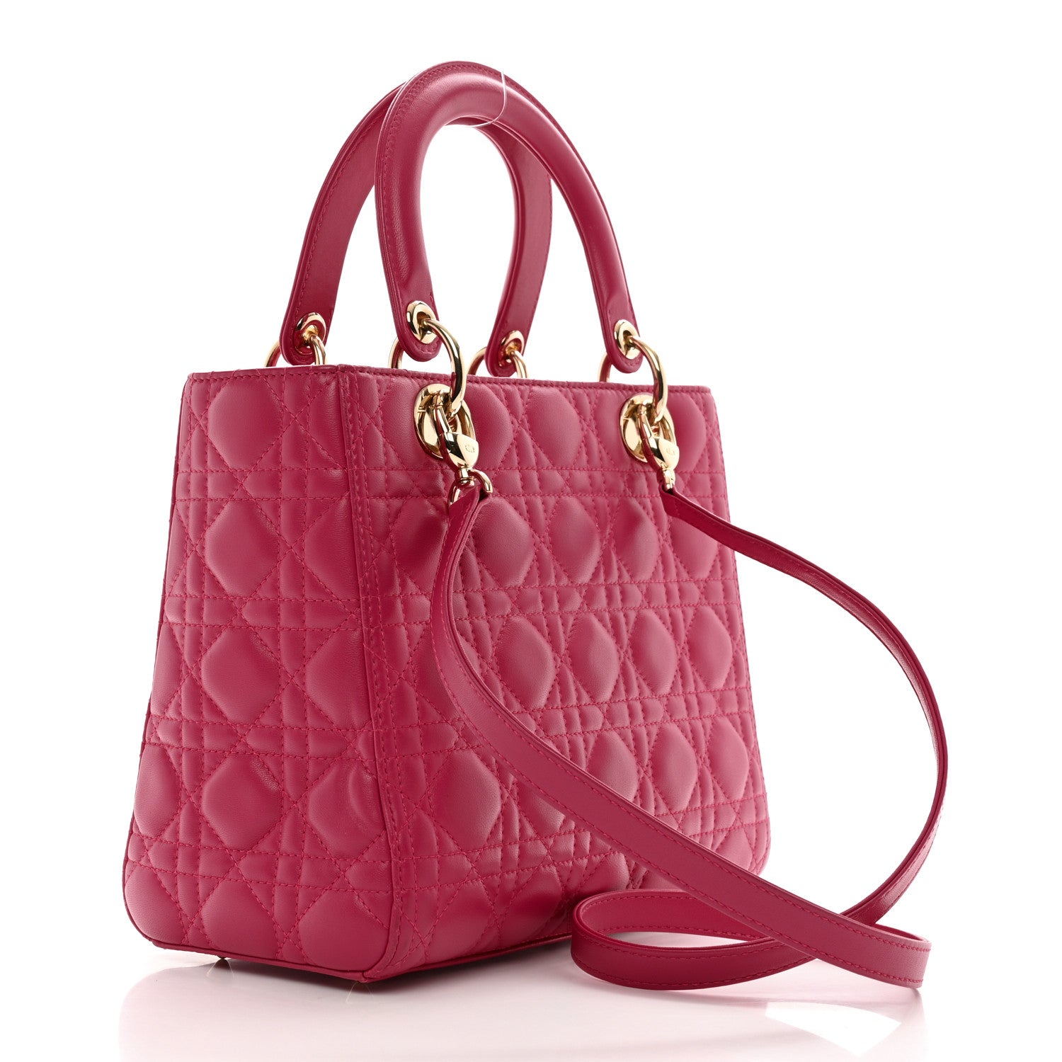 Christian Dior Lambskin Cannage Medium Lady Dior Pink 3 of 13