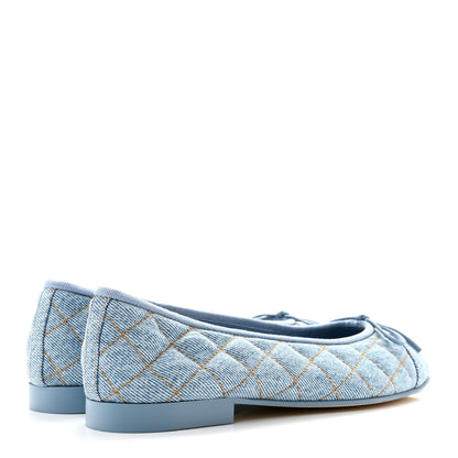 Chanel Denim Quilted Cap Toe CC Ballerina Flats 36.5 Light Blue 5 of 10