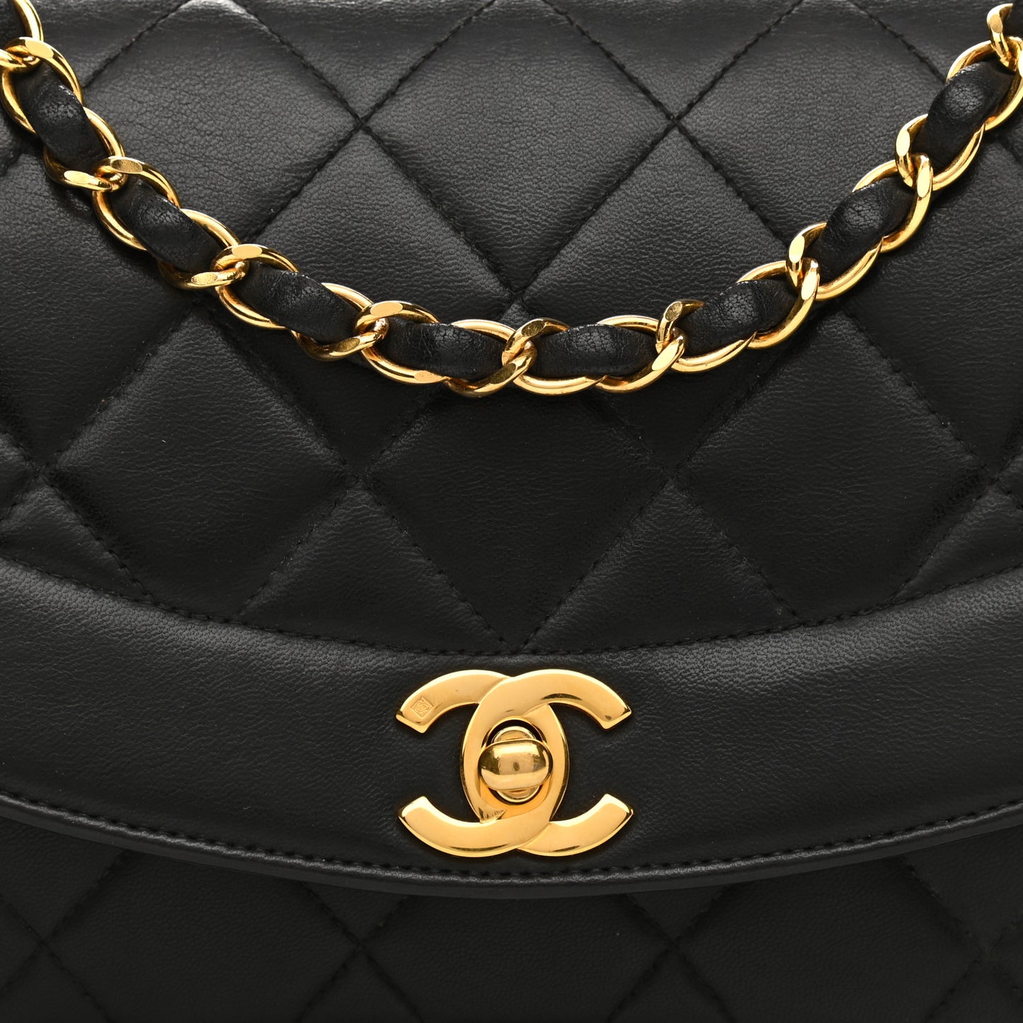 Lambskin Quilted Small Single Flap Black