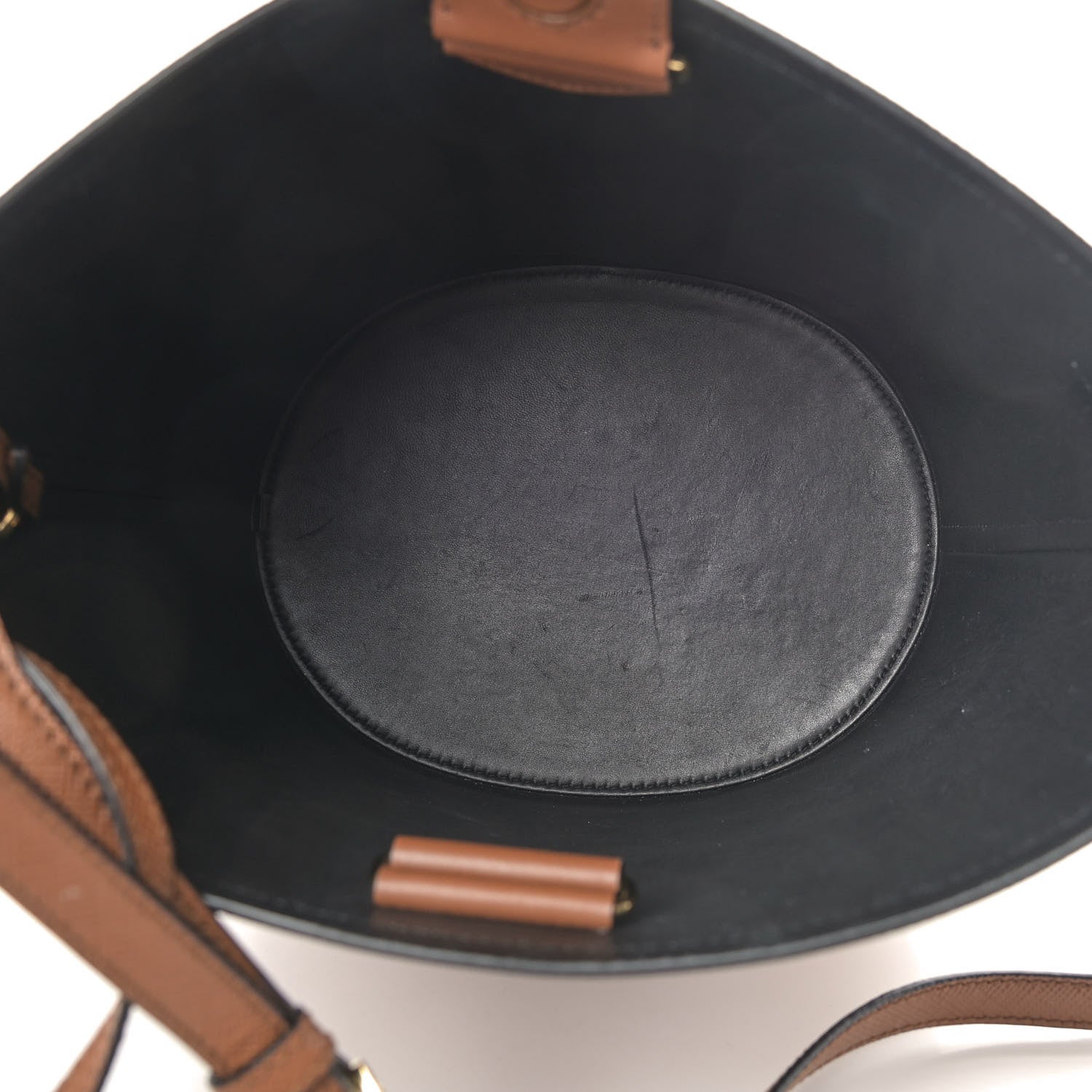Prada Saffiano Bucket Bag Cognac Black 4 of 5