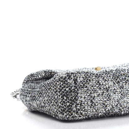 Chanel Sequin Quilted Medium 19 Flap Silver 8 of 11