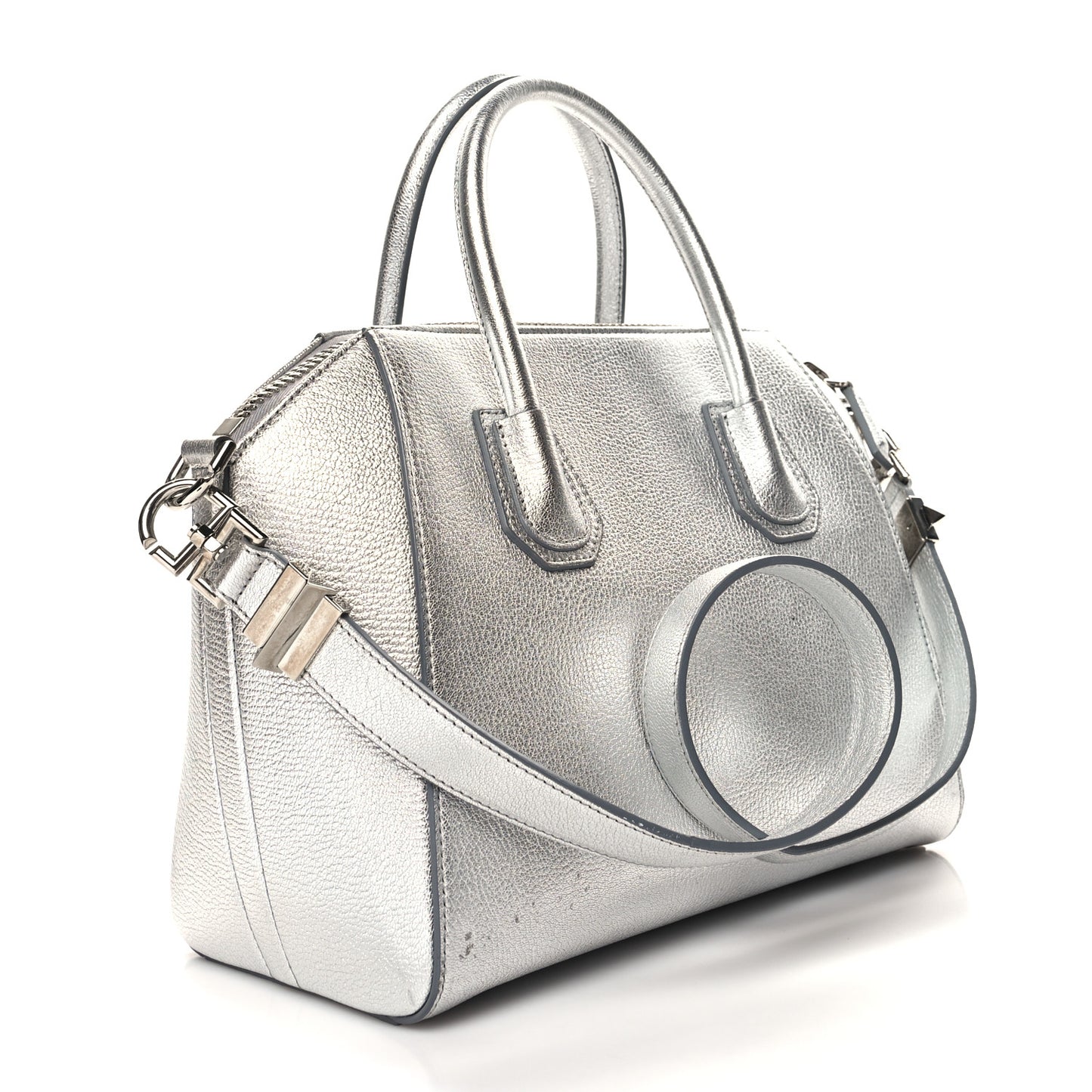 Metallic Sugar Goatskin Small Antigona Silver