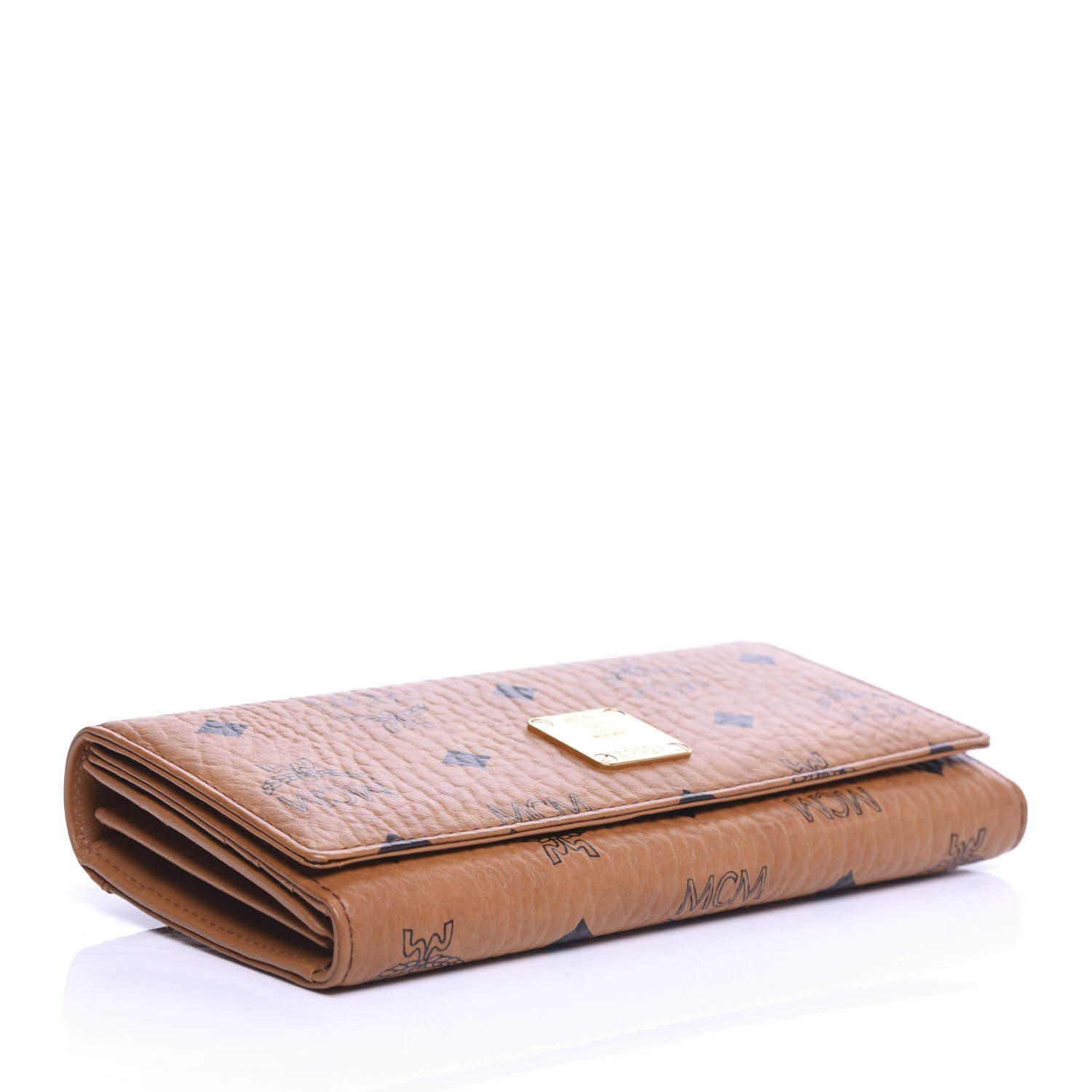 MCM Visetos Heritage Large Trifold Flap Wallet Cognac 4 of 6