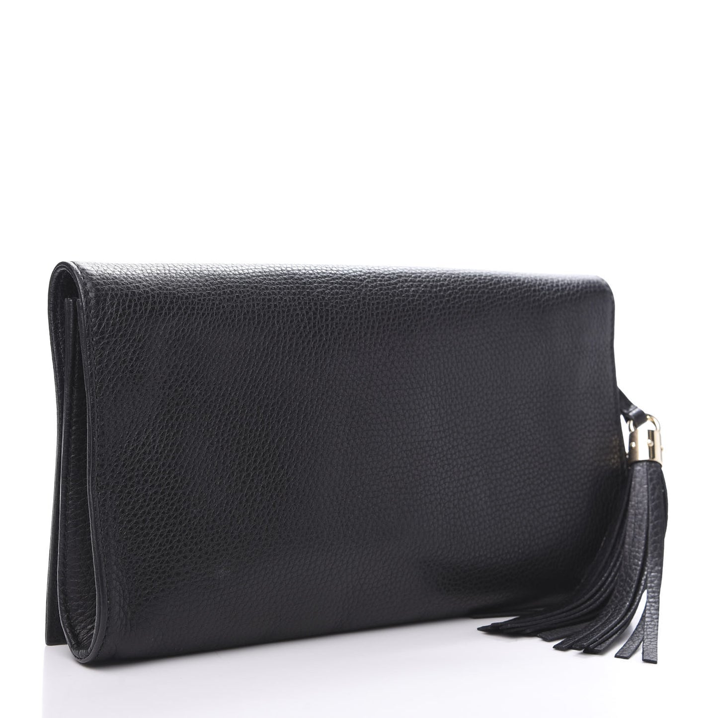 Pebbled Calfskin Medium Soho Clutch Black