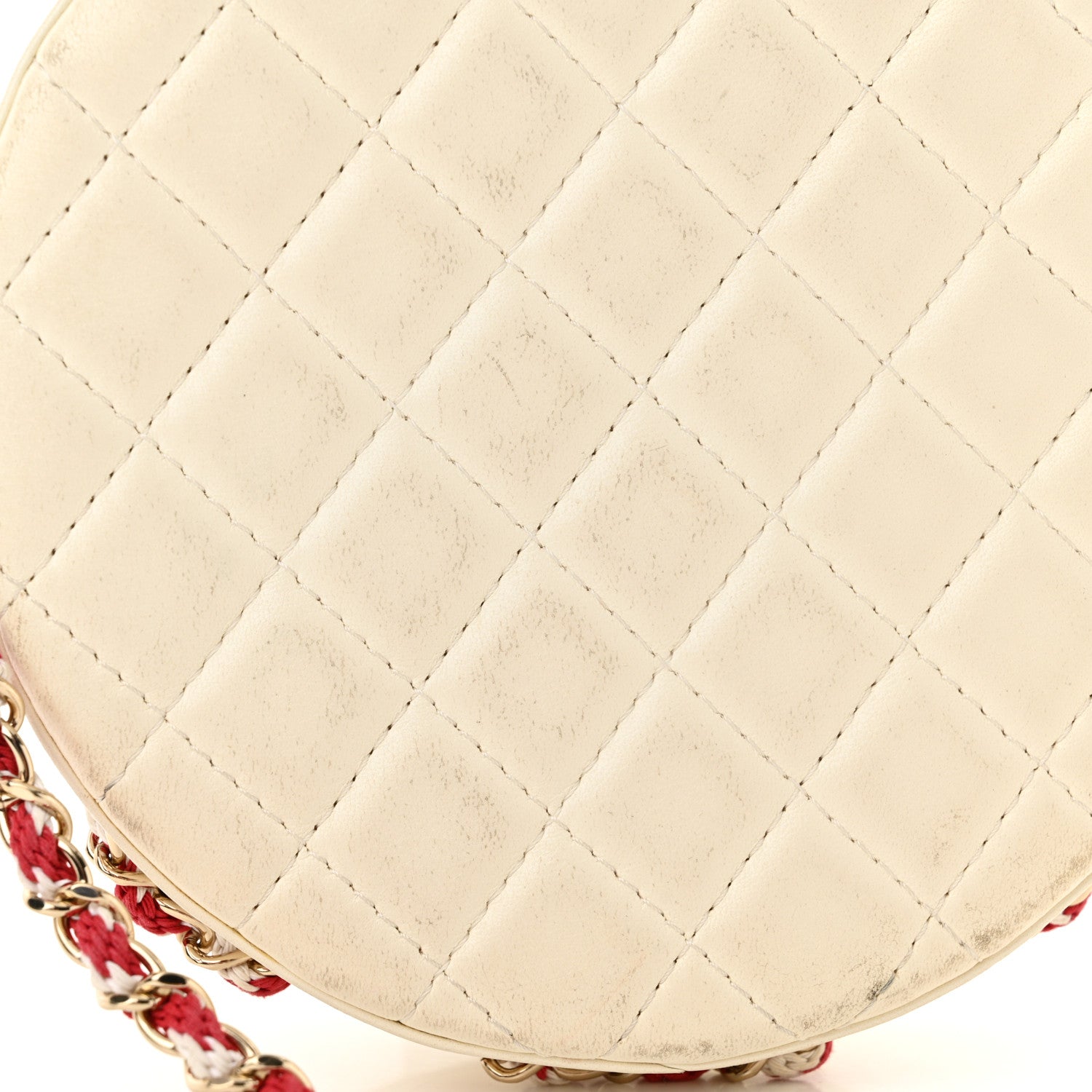 Chanel Lambskin Coco Lifesaver Round Bag Red White 9 of 17