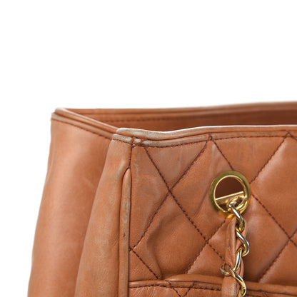 Chanel Lambskin Quilted Shopping Tote Brown 14 of 26