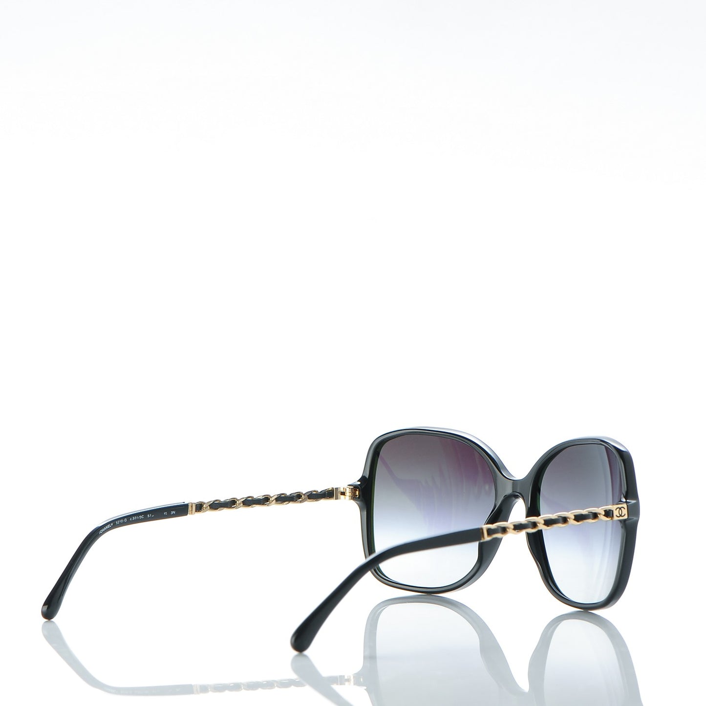 Lambskin Square Chain Sunglasses 5210-Q Black