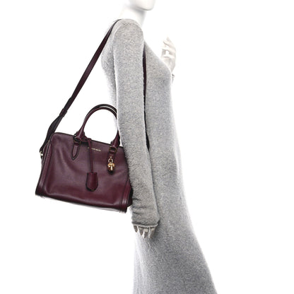 Alexander McQueen Pebbled Calfskin Small Skull Padlock Zip Around Tote Burgundy 2 of 10