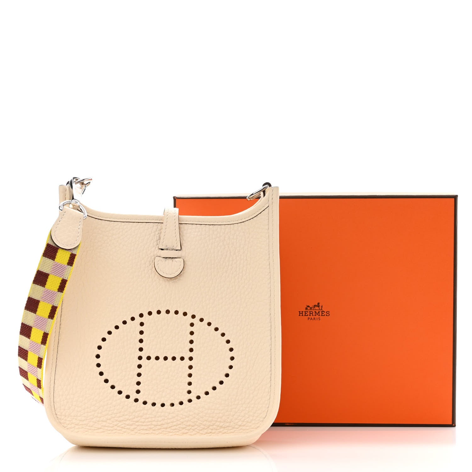 Hermes Taurillon Clemence Maxi Quadrille Evelyne TPM Nata Citron Rouge H Mauve Sylvestre 11 of 11