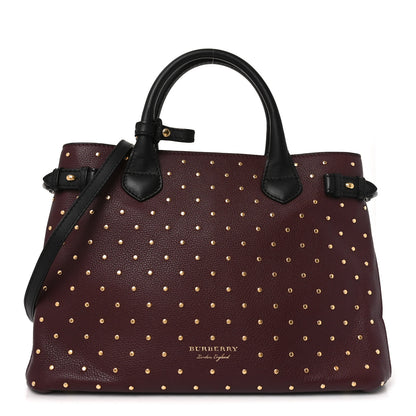 Burberry Grainy Calfskin Studded Medium Banner Tote Burgundy 1 of 9