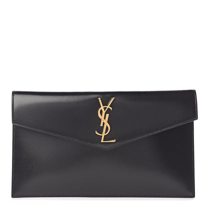 Saint Laurent Smooth Shiny Calfskin Monogram Uptown Pouch Black 1 of 6