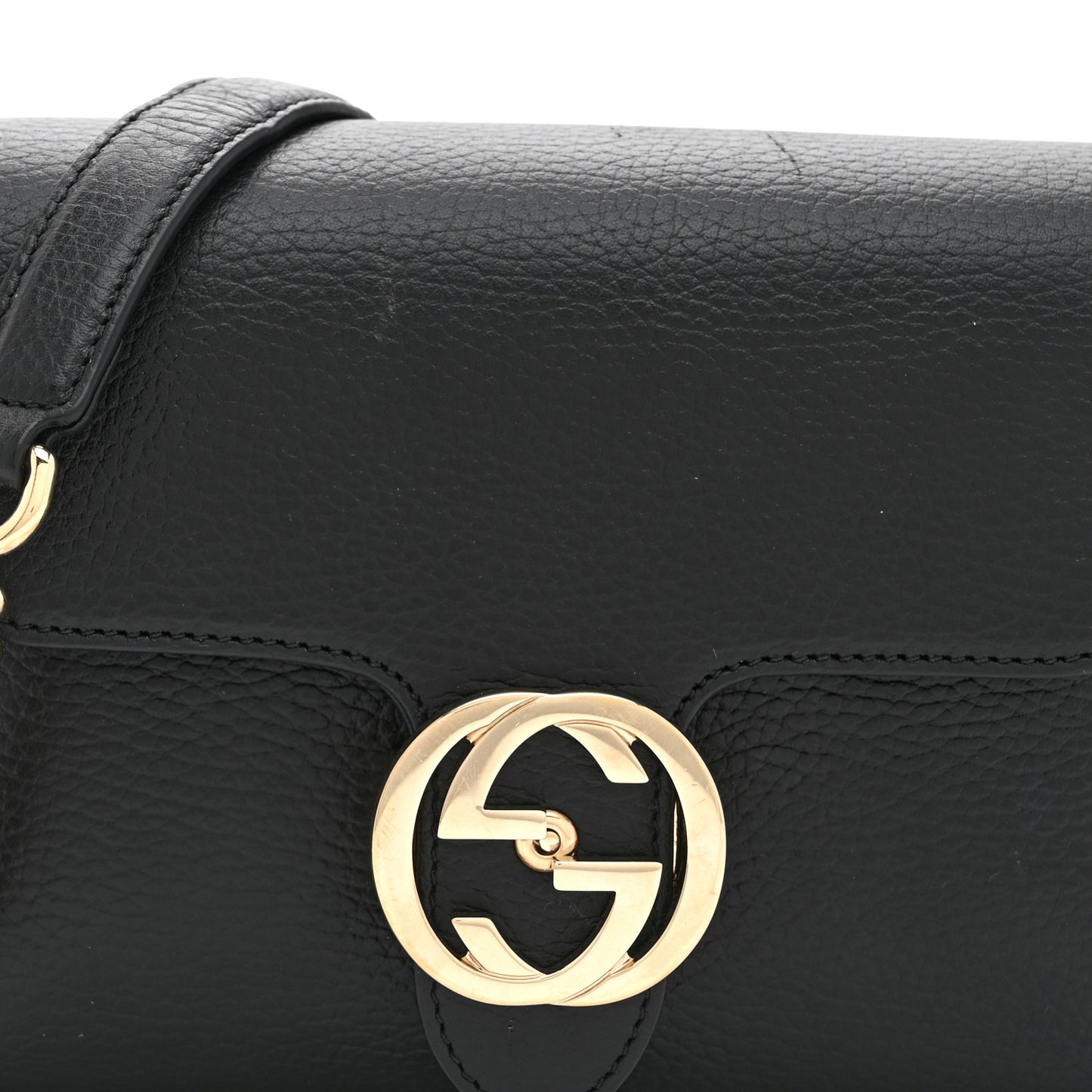 Dollar Calfskin Interlocking G Crossbody Bag Black